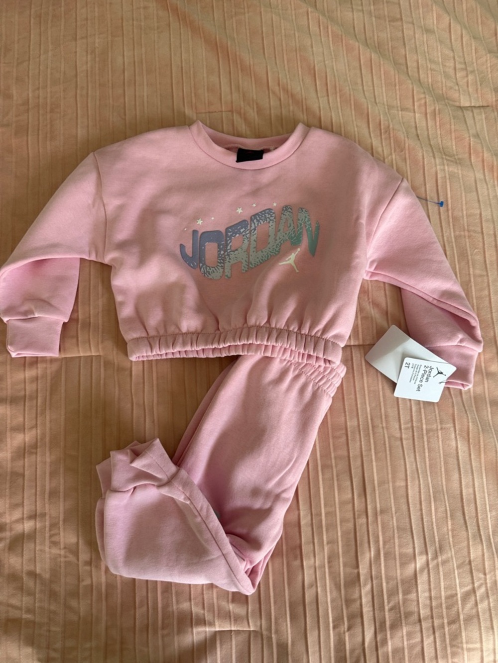 Jordan Jumpman Club Pink Bubble Fleece 2T Toddler Girl Sweatshirt & Joggers Set - Picture 12 of 12